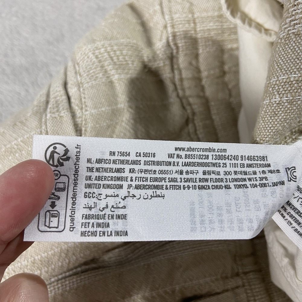 Abercrombie Fitch 100% Cotton Loose Fit Elastic Waist Pants Ivory Women's L Long - Picture 6 of 13